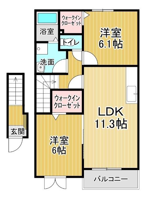 アルフォート藍住(2LDK/2階)の間取り写真