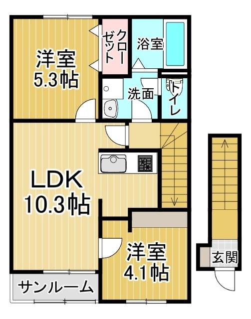 FLAT Y V(2LDK/2階)の間取り写真