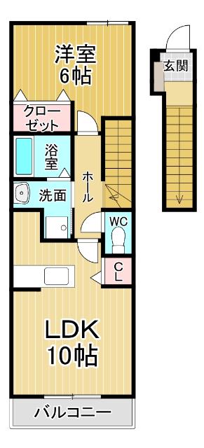 グリーン ビラ B(1LDK/2階)の間取り写真