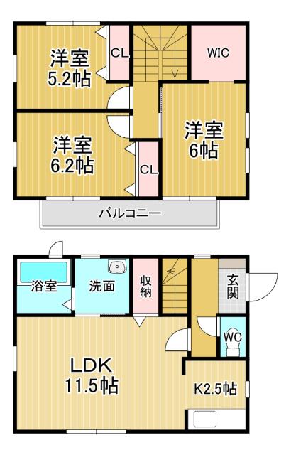 鳴門線 金比羅前駅 徒歩12分 2階建 築15年(3LDK)の間取り写真