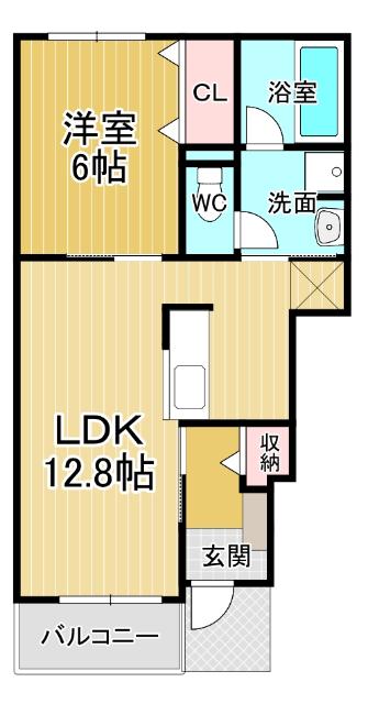 プルミエⅠ(1LDK/1階)の間取り写真