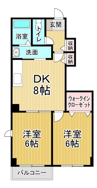 グリーンリーフ C(2DK/1階)の間取り写真