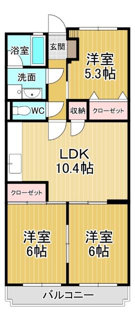 ハーブメゾン賀好(3LDK/4階)の間取り写真