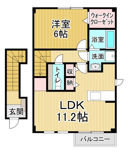 ウィルレジデンスV(1LDK/2階)の間取り写真