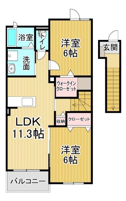 アン・ドゥ・トロワ ⅢE(2LDK/2階)の間取り写真