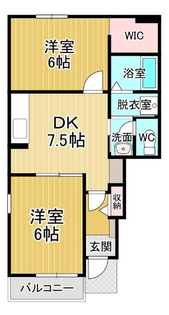 ポワールⅠ(2DK/1階)の間取り写真