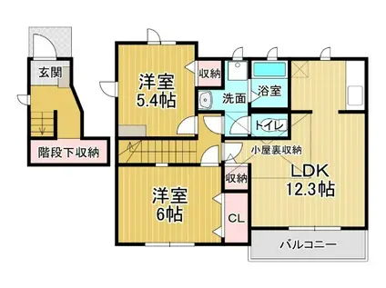 ガーデンハウスTADA A(2LDK/2階)の間取り写真