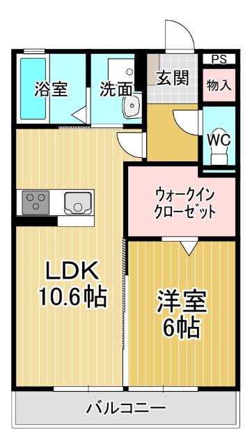 サンシャイン見白A棟(1LDK/2階)の間取り写真