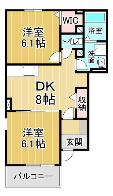 アヴォンリー Ⅰ(2DK/1階)の間取り写真
