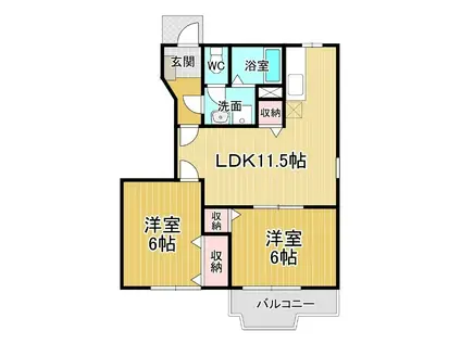 アウローラ Ⅲ(2LDK/1階)の間取り写真
