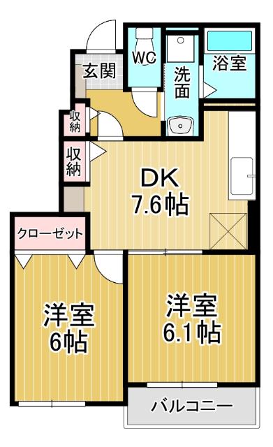 メゾン・M Ⅰ(2DK/1階)の間取り写真