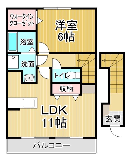 ランブロス(1LDK/2階)の間取り写真