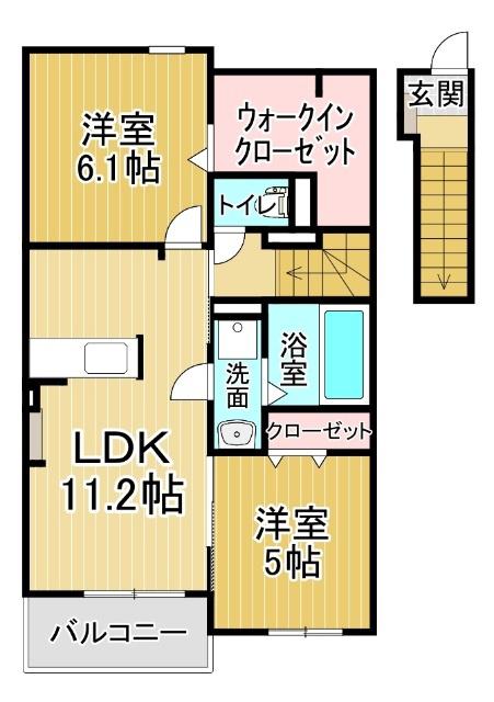 ルタン宮津 A(2LDK/2階)の間取り写真