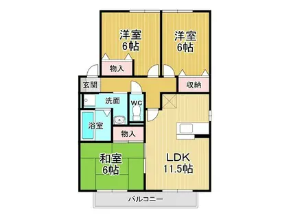 サンコートC(3LDK/2階)の間取り写真
