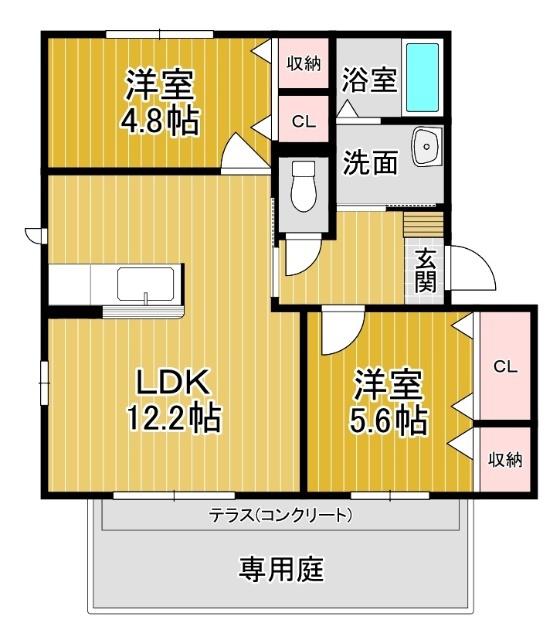 バリュージュ3(2LDK/1階)の間取り写真