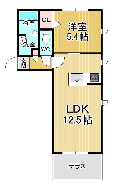 シャーメゾンラフィーネ 一番館(1LDK/1階)の間取り写真