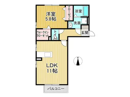 高徳線 吉成駅 徒歩33分 2階建 築12年(1LDK/2階)の間取り写真