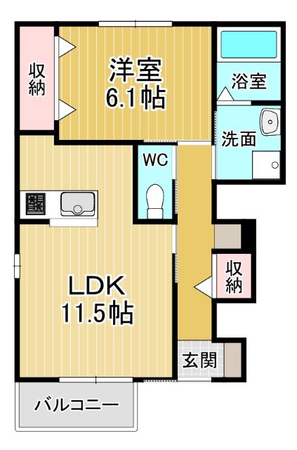 カーサ フェリーチェ(1LDK/1階)の間取り写真