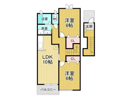 グレイスフル A(2LDK/2階)の間取り写真