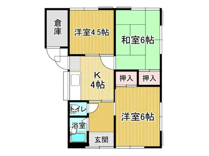鳴門線 金比羅前駅 徒歩16分 1階建 築49年(3K)の間取り写真
