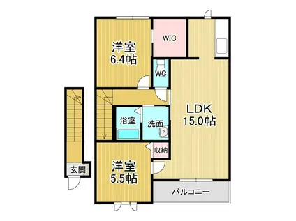 シャーメゾンディアス川内 A棟(2LDK/2階)の間取り写真