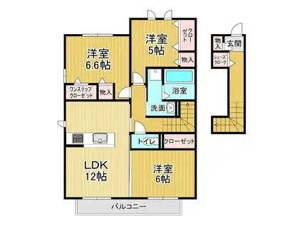 モンプリミエルラシオンⅡ(3LDK/2階)の間取り写真