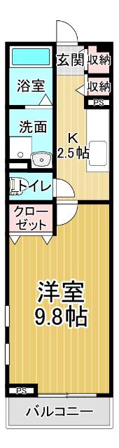 グレイス・ティ(1K/2階)の間取り写真