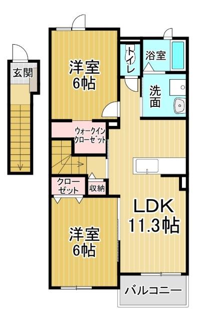 ポワールⅡ(2LDK/2階)の間取り写真