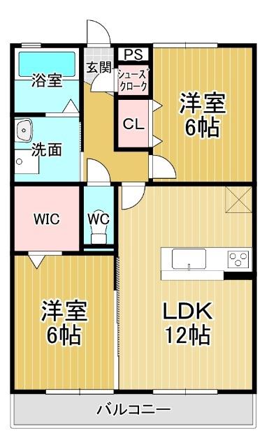 サンシャイン見白B棟(2LDK/1階)の間取り写真