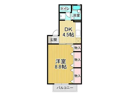 フロラシオン川内1(1DK/2階)の間取り写真