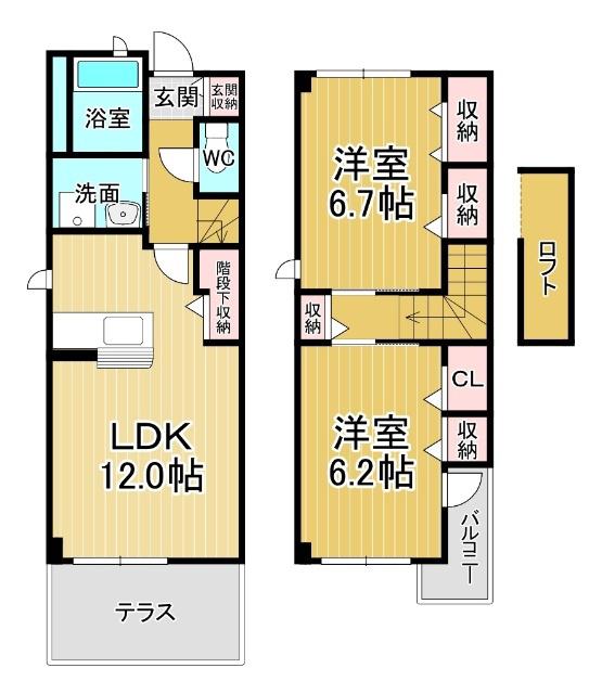 グレースコート C(2LDK/1階)の間取り写真