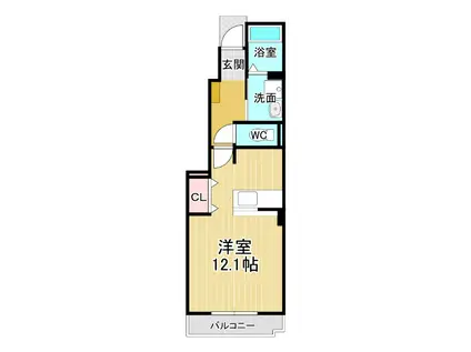 トレスアールヴォレ A(ワンルーム/1階)の間取り写真