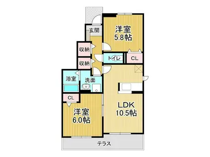 カーサ・セレーノA(2LDK/1階)の間取り写真