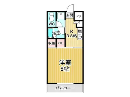 ハイツリゾナール(1K/1階)の間取り写真