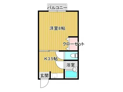 第2立岩ハイツ(1K/2階)の間取り写真