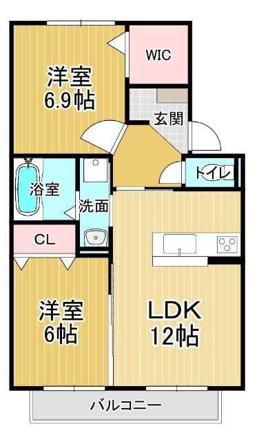 アムール21 E棟(2LDK/2階)の間取り写真