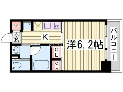 神戸高速鉄道東西線 花隈駅 徒歩3分 14階建 築18年(1K/8階)の間取り写真