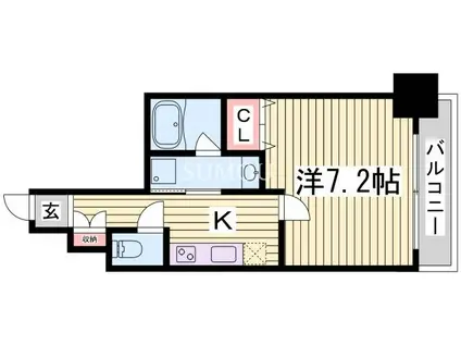 阪急電鉄神戸線 春日野道駅(阪急) 徒歩4分 8階建 築10年(1K/4階)の間取り写真