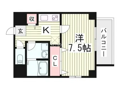 神戸市西神山手線 新神戸駅 徒歩1分 8階建 築17年(1K/6階)の間取り写真
