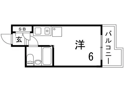 東海道本線 三ノ宮駅(ＪＲ) 徒歩8分 10階建 築40年(ワンルーム/4階)の間取り写真