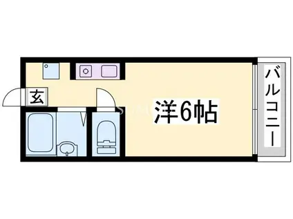 神戸電鉄有馬線 鵯越駅 徒歩1分 3階建 築36年(ワンルーム/3階)の間取り写真