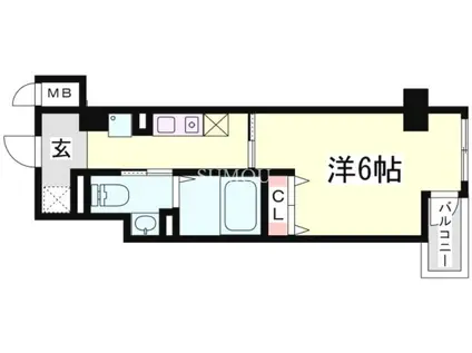 東海道本線 三ノ宮駅(ＪＲ) 徒歩4分 10階建 築20年(1K/4階)の間取り写真