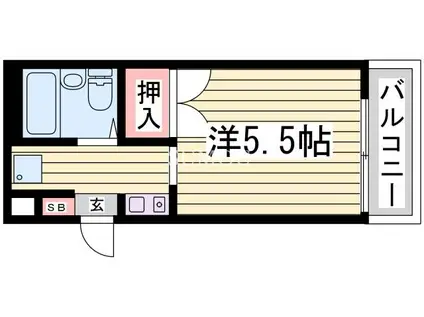 神戸市西神山手線 大倉山駅(兵庫) 徒歩10分 2階建 築27年(1K/1階)の間取り写真