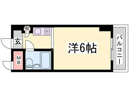 東海道本線 三ノ宮駅(ＪＲ) 徒歩8分 10階建 築40年(ワンルーム/7階)の間取り写真