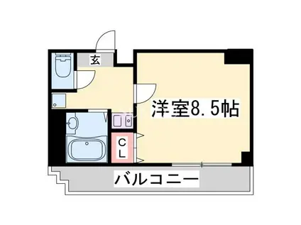 阪急電鉄神戸線 春日野道駅(阪急) 徒歩3分 5階建 築34年(1K/2階)の間取り写真