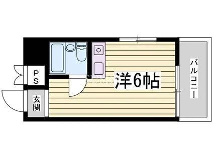 東海道本線 三ノ宮駅(ＪＲ) 徒歩7分 8階建 築40年(ワンルーム/7階)の間取り写真