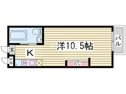 神戸市西神山手線 新神戸駅 徒歩13分 2階建 築20年(ワンルーム/2階)の間取り写真