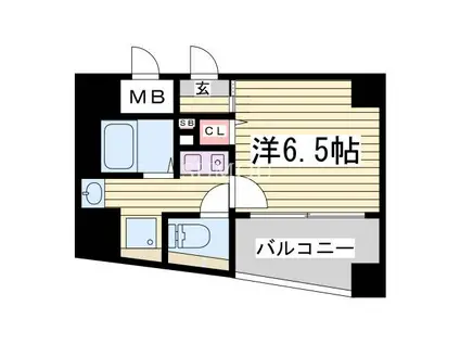 神戸高速鉄道東西線 花隈駅 徒歩4分 11階建 築22年(1K/6階)の間取り写真