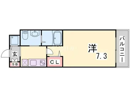 阪神電鉄本線 元町駅(阪神) 徒歩6分 15階建 築8年(1K/6階)の間取り写真