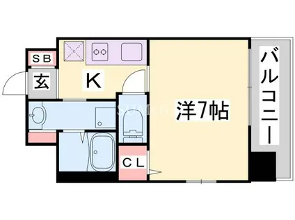 東海道本線 灘駅 徒歩4分 9階建 築2年(1K/9階)の間取り写真